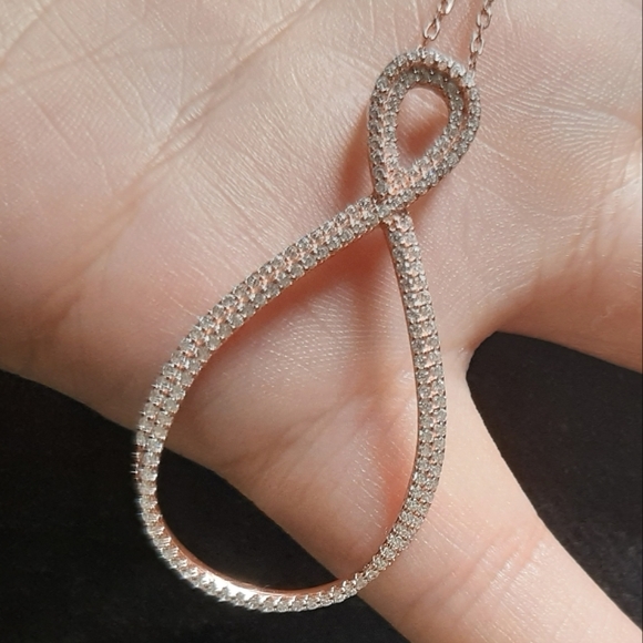 Cubic Zirconia Infinity Sterling Silver Necklace - Picture 1 of 11